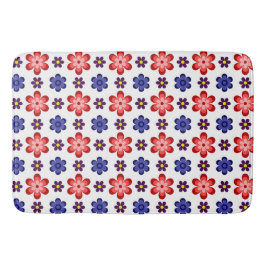 Boho Blue Purple Red Flowers Large Bath Mat