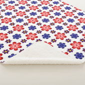 Boho Blue Purple Red Flowers Large Sherpa Blanket Deken (3/4)