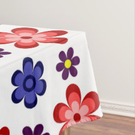 Boho Blue Purple Red Flowers Large Tablecloth Tafelkleed