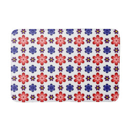 Boho Blue Purple Red Flowers Medium Bath Mat