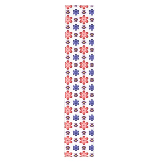 Boho Blue Purple Red Flowers Medium Table Runner Tafelloper (Voorkant)