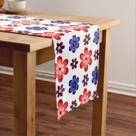Boho Blue Purple Red Flowers Medium Table Runner Tafelloper