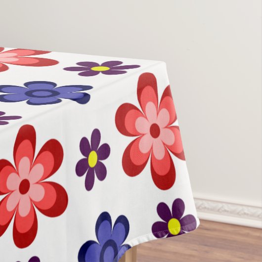 Boho Blue Purple Red Flowers Medium Tablecloth Tafelkleed (Voorbeeld)