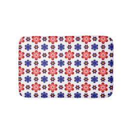 Boho Blue Purple Red Flowers Small Bath Mat