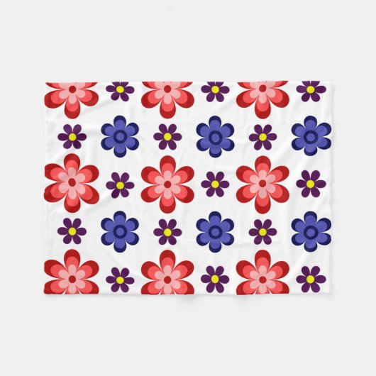 Boho Blue Purple Red Flowers Small Fleece Blanket Deken (Voorkant (Horizontaal))