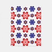 Boho Blue Purple Red Flowers Small Fleece Blanket Deken (Voorkant)