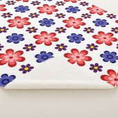 Boho Blue Purple Red Flowers Small Sherpa Blanket Deken (3/4)