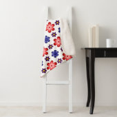 Boho Blue Purple Red Flowers Small Sherpa Blanket Deken (In situ)