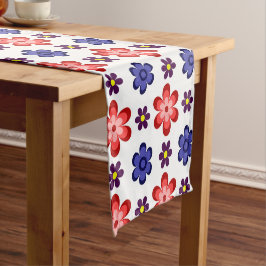 Boho Blue Purple Red Flowers Small Table Runner Korte Tafelloper