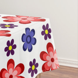 Boho Blue Purple Red Flowers Small Tablecloth Tafelkleed