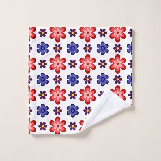 Boho Blue Purple Red Flowers Washcloth Washandje (Wasdoekje)