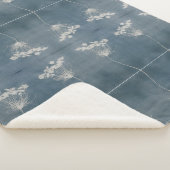 Boho Blue Queen Anne's Lace Flower Sherpa Blanket Deken (3/4)