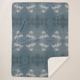 Boho Blue Queen Anne's Lace Flower Sherpa Blanket Sherpa Deken