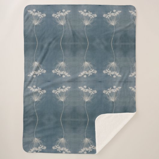 Boho Blue Queen Anne's Lace Flower Sherpa Blanket Sherpa Deken (Voorkant)