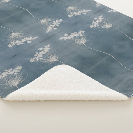Boho Blue Queen Anne's Lace Flower Sherpa Blanket Sherpa Deken (3/4)