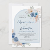 Boho Blue Quinceanera uitnodiging (Voorkant)