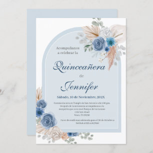 Boho Blue Quinceanera uitnodiging