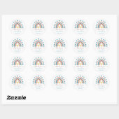 Boho Blue Rainbow Aangepast bedankt Baby shower Ronde Sticker (Vel)