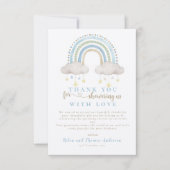 Boho Blue Rainbow-Baby shower Bedankkaart (Voorkant)