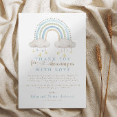 Boho Blue Rainbow-Baby shower Bedankkaart