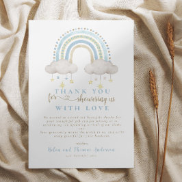 Boho Blue Rainbow-Baby shower Bedankkaart
