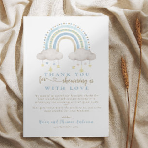 Boho Blue Rainbow-Baby shower Bedankkaart