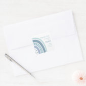 Boho Blue Rainbow Baby shower dank u Vierkante Sticker (Envelop)