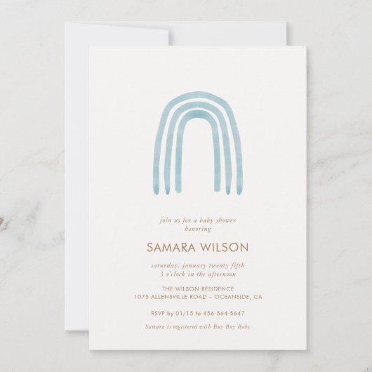 Boho Blue Rainbow Baby shower Uitnodiging (Voorkant)