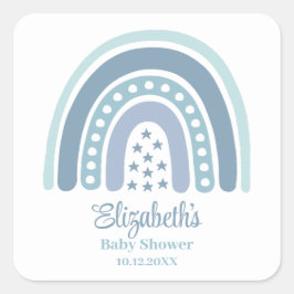 Boho Blue Rainbow-Baby shower Vierkante Sticker