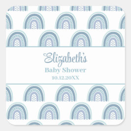 Boho Blue Rainbow-Baby shower Vierkante Sticker