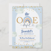 Boho Blue Rainbow Mr Onederful Boy's Birthday Kaart (Voorkant)
