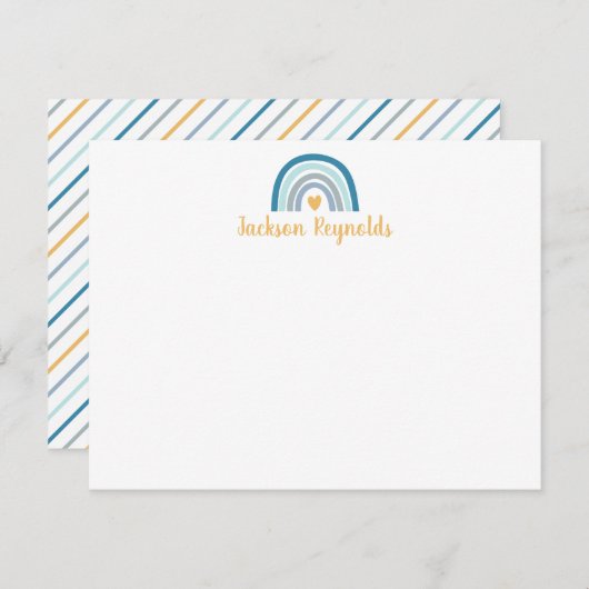 Boho Blue Rainbow Stationery Notitiekaartje (Voorkant / Achterkant)
