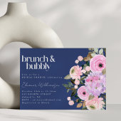 Boho Blue Roze Paarse Bloemen Brunch Bubble Shower Kaart