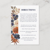 Boho Blue Rust Floral Reception Directions Wedding Informatiekaartje (Voorkant)