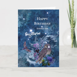 Boho Blue Sagittarius Constellation Birthday Kaart