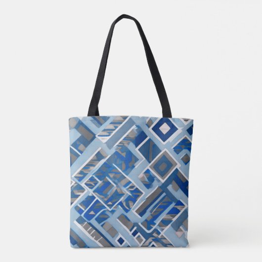 Boho Blue Shapes Tote Bag (Achterkant)