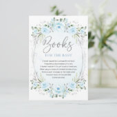 Boho Blue Silver Garden Flowers Books for Baby Informatiekaartje (Staand voorkant)