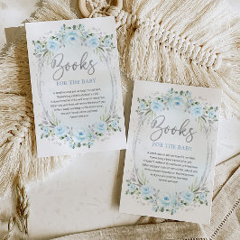Boho Blue Silver Garden Flowers Books for Baby Informatiekaartje
