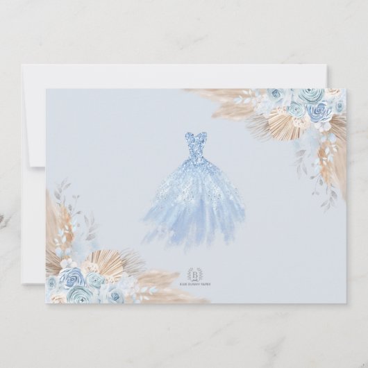 Boho Blue Silver Quinceañera 15th Birthday Foto Kaart (Achterkant)