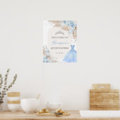 Boho Blue Silver Quinceañera 15th Birthday Welkom Poster (Keuken)