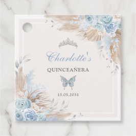 Boho Blue Silver Quinceanera Miss Quince 15 Bedankjes Labels
