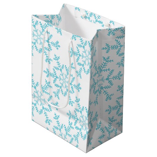 Boho Blue Snowflakes Gift Bag Medium Cadeauzakje (Voorkant Gekanteld)