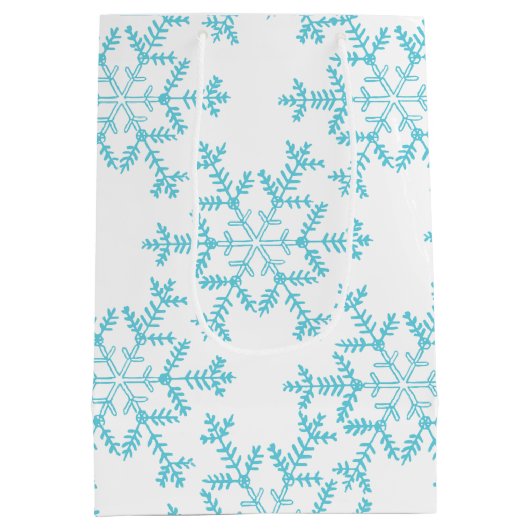 Boho Blue Snowflakes Gift Bag Medium Cadeauzakje (Achterkant)