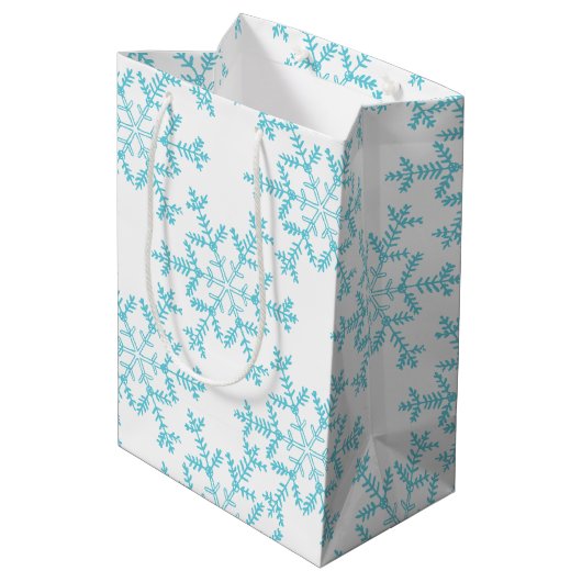 Boho Blue Snowflakes Gift Bag Medium Cadeauzakje (Achterkant Gekanteld)