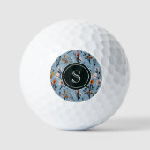 Boho Blue Soft Waterverf Bloemen monogram Golfballen (Voorkant)