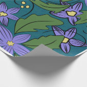 Boho Blue & Teal Floral Botanical Wrapping Paper Cadeaupapier (Hoek)