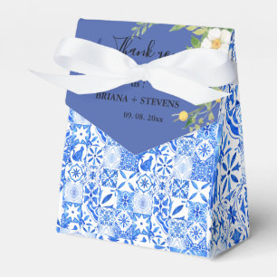 Boho Blue tegel en Lemon Arch bruiloft Dank u Bedankdoosjes