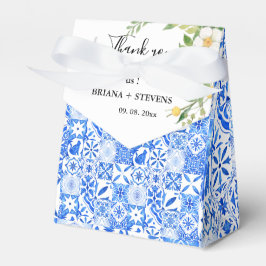 Boho Blue tegel en Lemon Arch bruiloft Dank u Bedankdoosjes