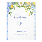 Boho Blue tegel en Lemon bruiloft boog tafel teken Foto Afdruk (Voorkant)