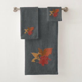 Boho Blue Terracota Red Yellow Brown Floral Bad Handdoek